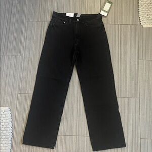 H&M black wide leg high waisted black jeans